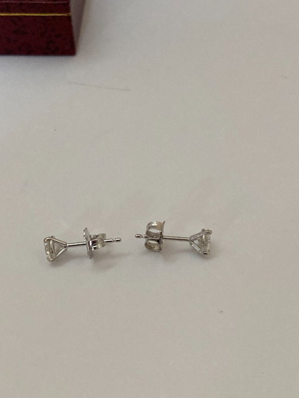 14K White Gold Diamond Stud Earrings Martini Settting .50 CTW Natural - Picture 5 of 7